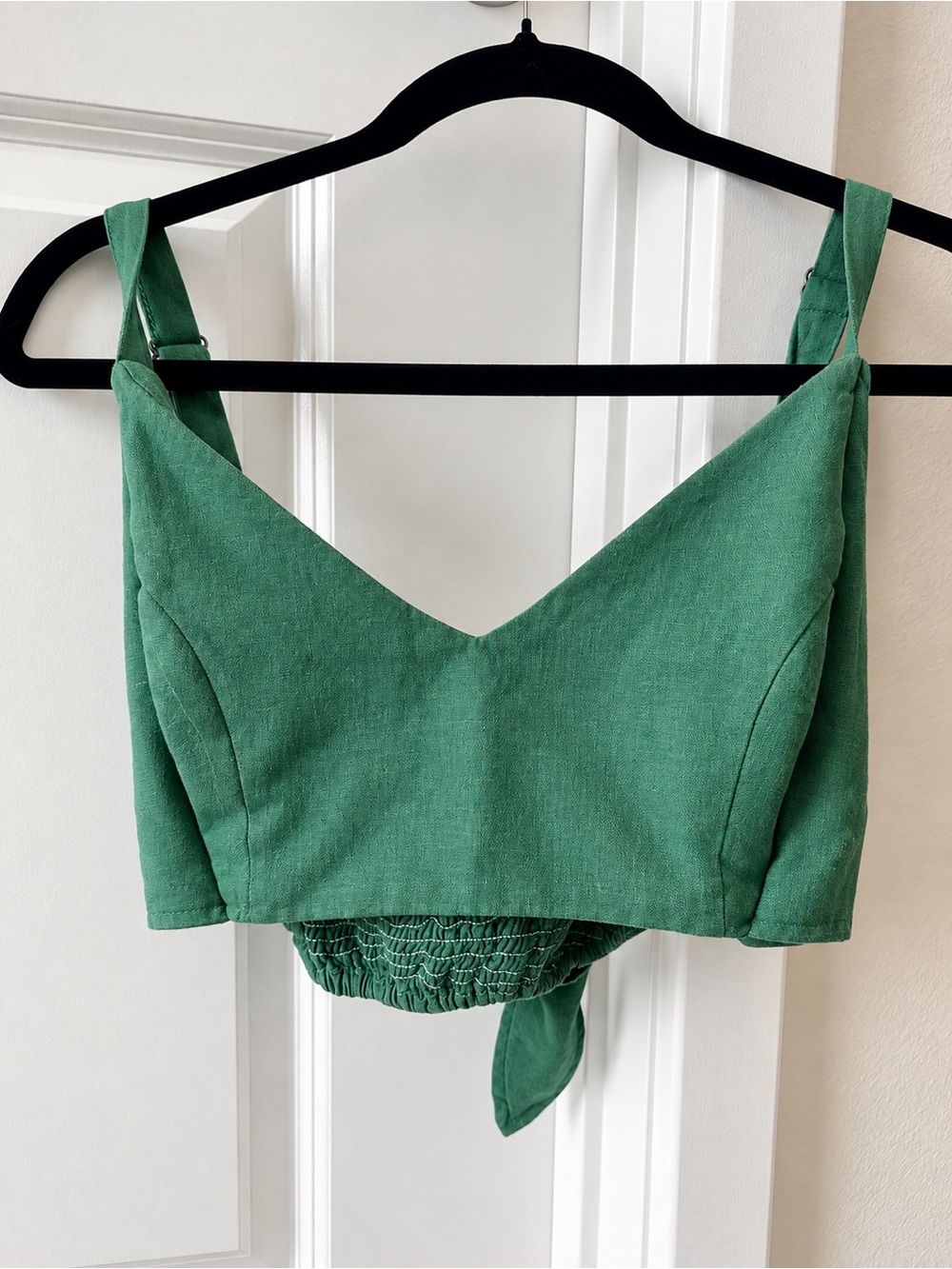 FARM Rio Green Linen Crop Top Size M